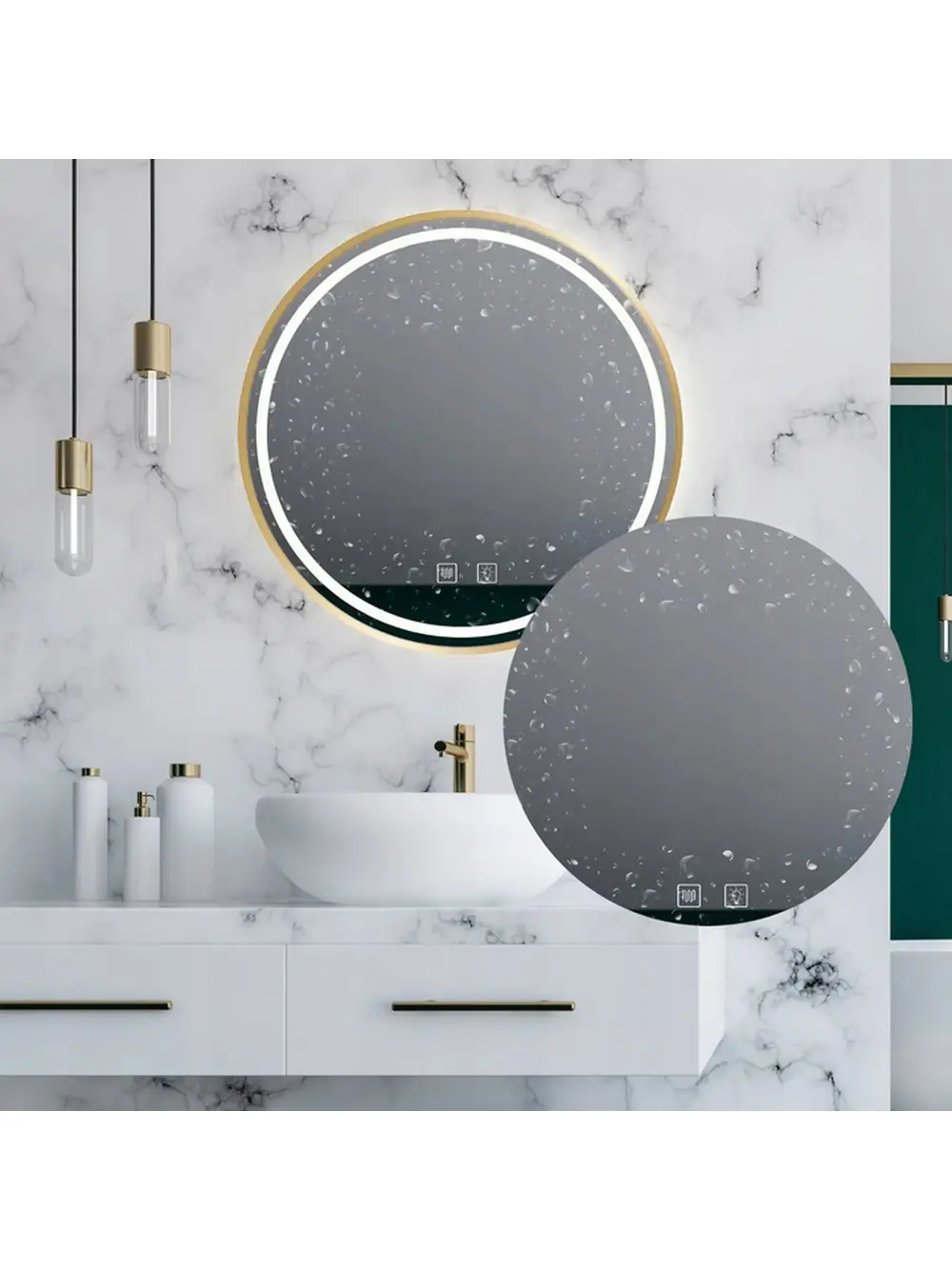 Oglindă LED 50cm MMJ auriu periat [3]