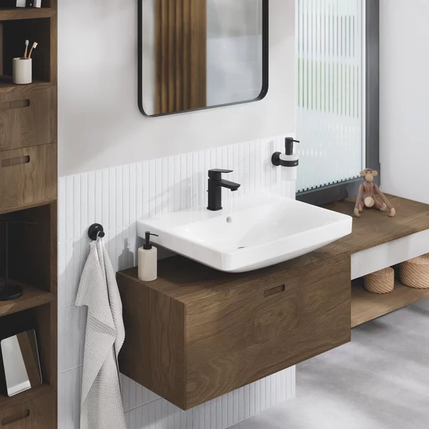 Baterie lavoar monocomanda Grohe Cubeo S cu ventil Pop-Up negru mat [2]