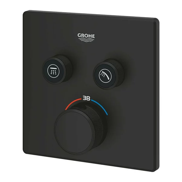Baterie dus negru mat Grohe Grohtherm SmartControl termostatica patrata 2 iesiri [3]