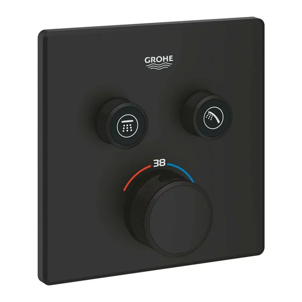 Baterie dus negru mat Grohe Grohtherm SmartControl termostatica patrata 2 iesiri [4]
