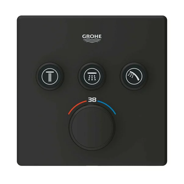 Baterii baie - Baterie dus negru mat Grohe Grohtherm SmartControl termostatica patrata 3 iesiri