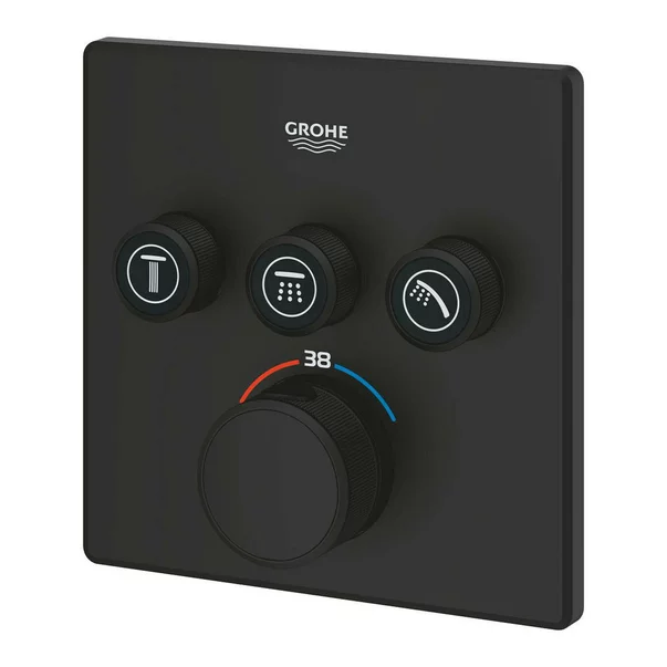 Baterie dus negru mat Grohe Grohtherm SmartControl termostatica patrata 3 iesiri [3]