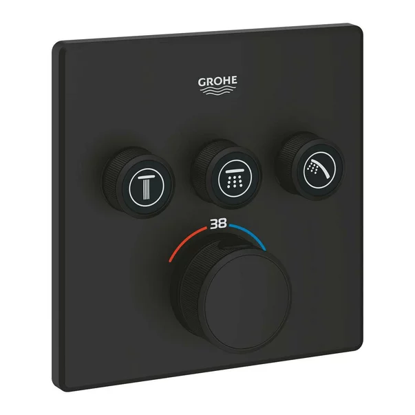Baterie dus negru mat Grohe Grohtherm SmartControl termostatica patrata 3 iesiri [4]