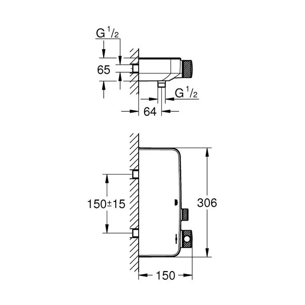 Baterie dus negru mat Grohe Grohtherm SmartControl [2]