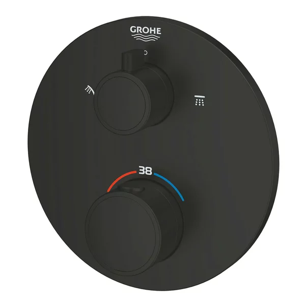 Baterie dus incastrata cu termostat Grohe Grohtherm 2 iesiri negru mat rotund [3]