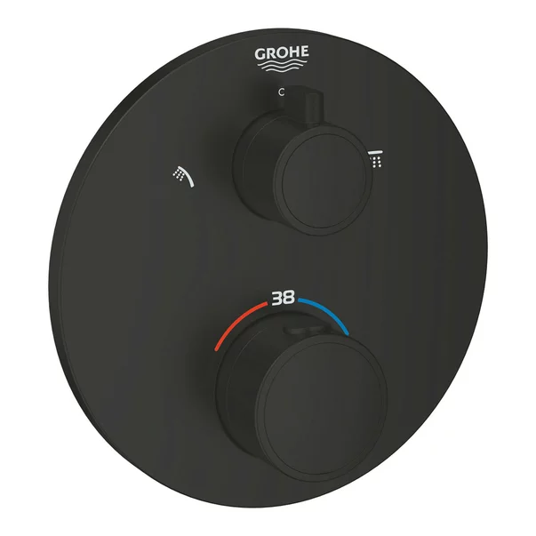 Baterie dus incastrata cu termostat Grohe Grohtherm 2 iesiri negru mat rotund [4]