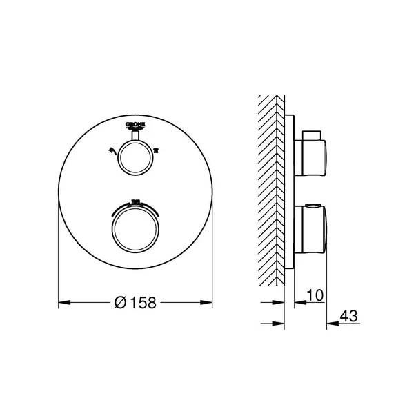 Baterie dus incastrata cu termostat Grohe Grohtherm 2 iesiri negru mat rotund [5]