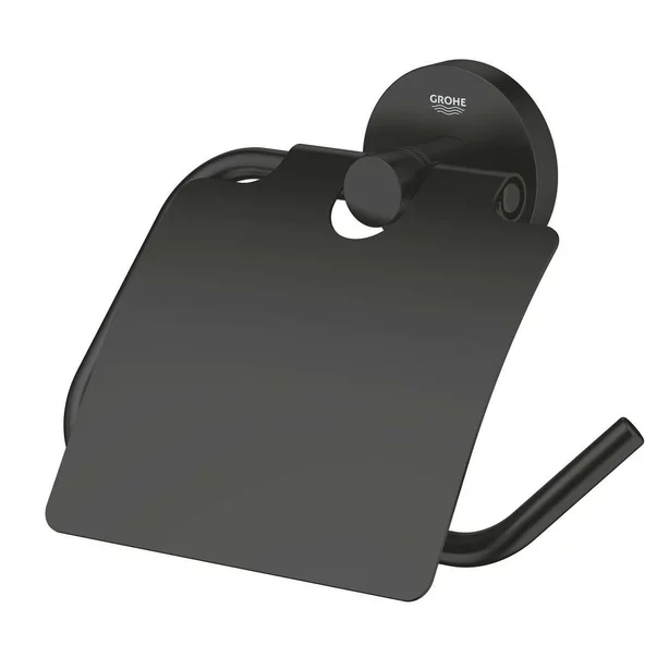 Suport hartie igienica negru mat cu aparatoare Grohe Essentials [1]