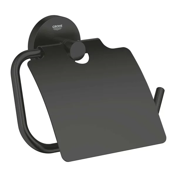 Suport hartie igienica negru mat cu aparatoare Grohe Essentials [2]