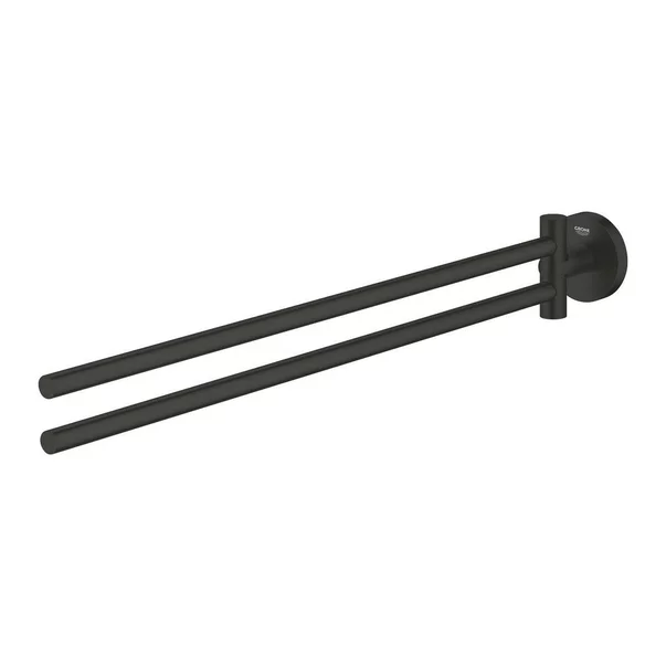 Cuiere si suporturi prosoape - Suport prosop doua brate negru mat Grohe Essentials Cube 43.9 cm