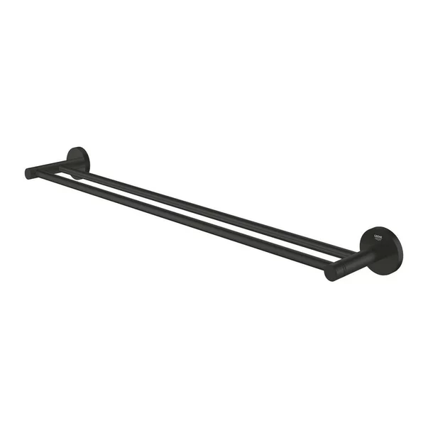 Cuiere si suporturi prosoape - Suport prosop bara dubla negru mat Grohe Essentials 60 cm
