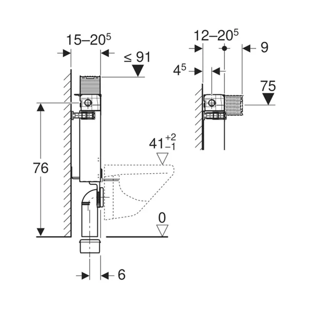 Rezervor incastrat Geberit Omega cu cadru Kombifix pentru wc suspendat 82 cm [4]