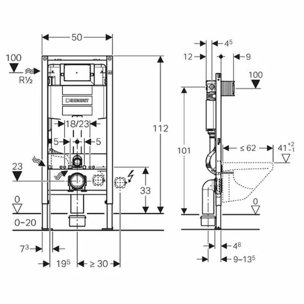 Rezervor wc cu cadru incastrat Geberit Duofix Omega cu cadru 12 cm grosime [2]