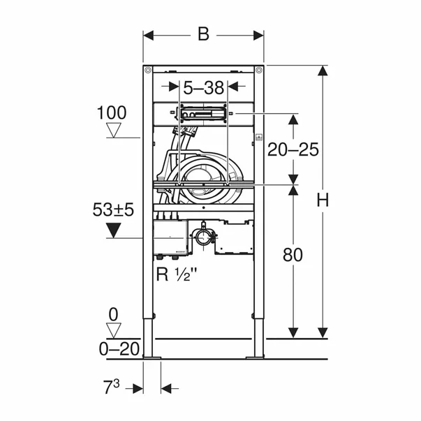 Cadru pentru fixare lavoar Geberit Duofix 112-130 cm cu caseta functionala incastrata [2]