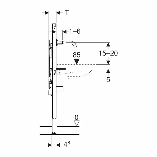 Cadru pentru fixare lavoar Geberit Duofix 112-130 cm cu caseta functionala incastrata [3]