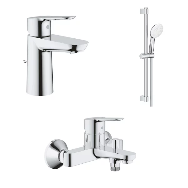 Baterii lavoar - Set baterii lavoar cada Grohe BauEdge si dus cu bara Tempesta crom lucios