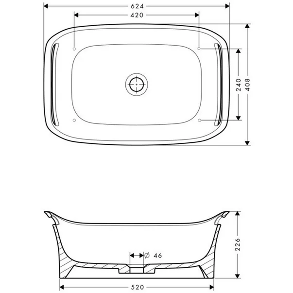 Lavoar pe blat Hansgrohe Axor Urquiola 62.5x40.8 cm [3]