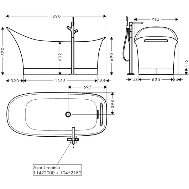 Cada freestanding Hansgrohe Axor Urquiola 180x60 cm [3]