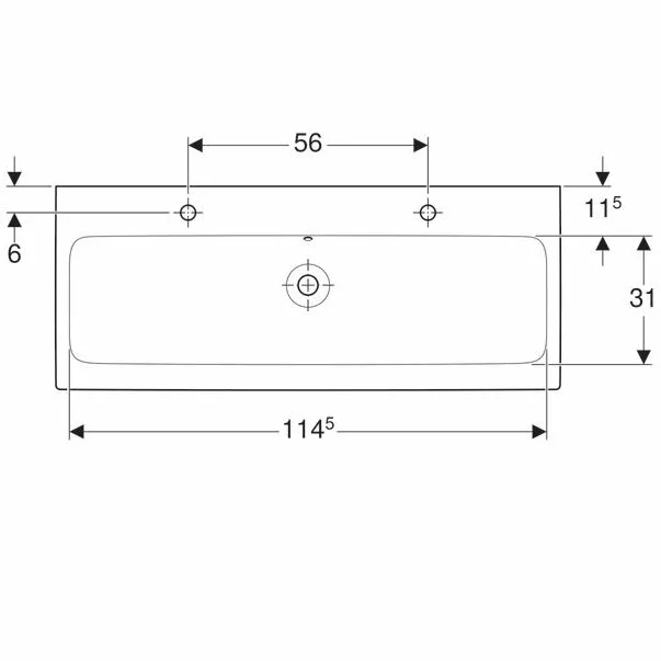 Lavoar pe mobilier Geberit Icon 120 cm cu orificiu baterie stanga si dreapta [3]