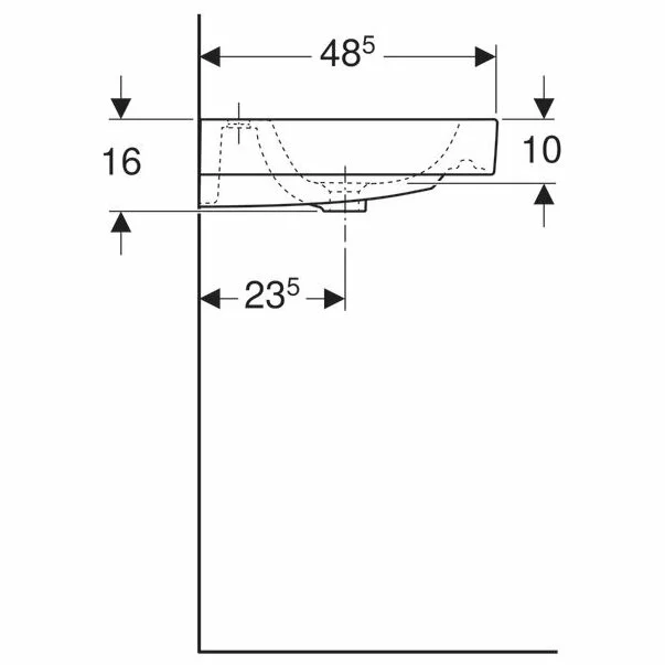 Lavoar pe mobilier Geberit Icon 120 cm cu orificiu baterie stanga si dreapta [5]