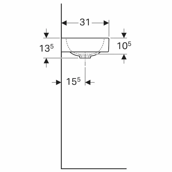 Lavoar pe mobilier Geberit Icon 53 cm cu orificiu baterie dreapta [5]