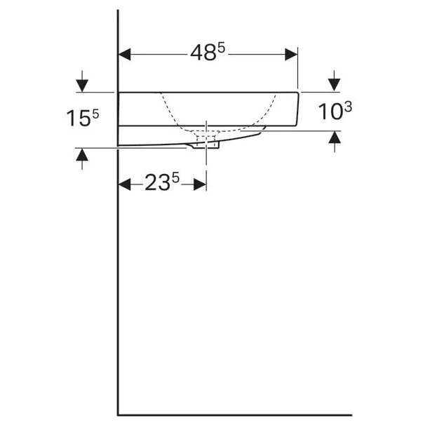Lavoar pe mobilier Geberit Icon 60 cm fara orificiu baterie cu orificiu preplin [5]