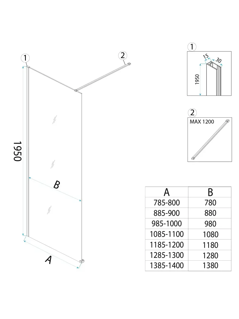 Paravan de dus Rea Flexi Transparent 110 cm cupru periat [6]