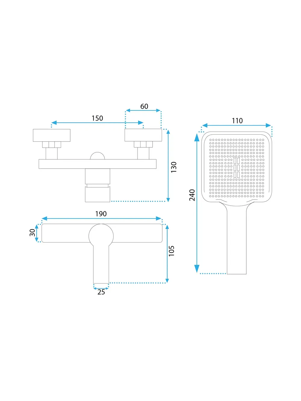 Baterie de duș REA ARGUS Cupru periat [4]