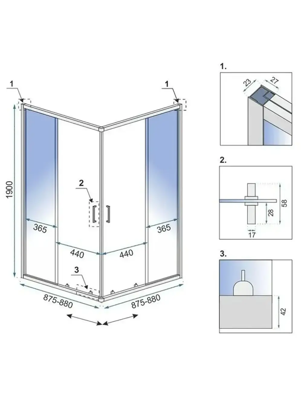 Cabina de dus Rea City 90x90 Cupru periat [8]