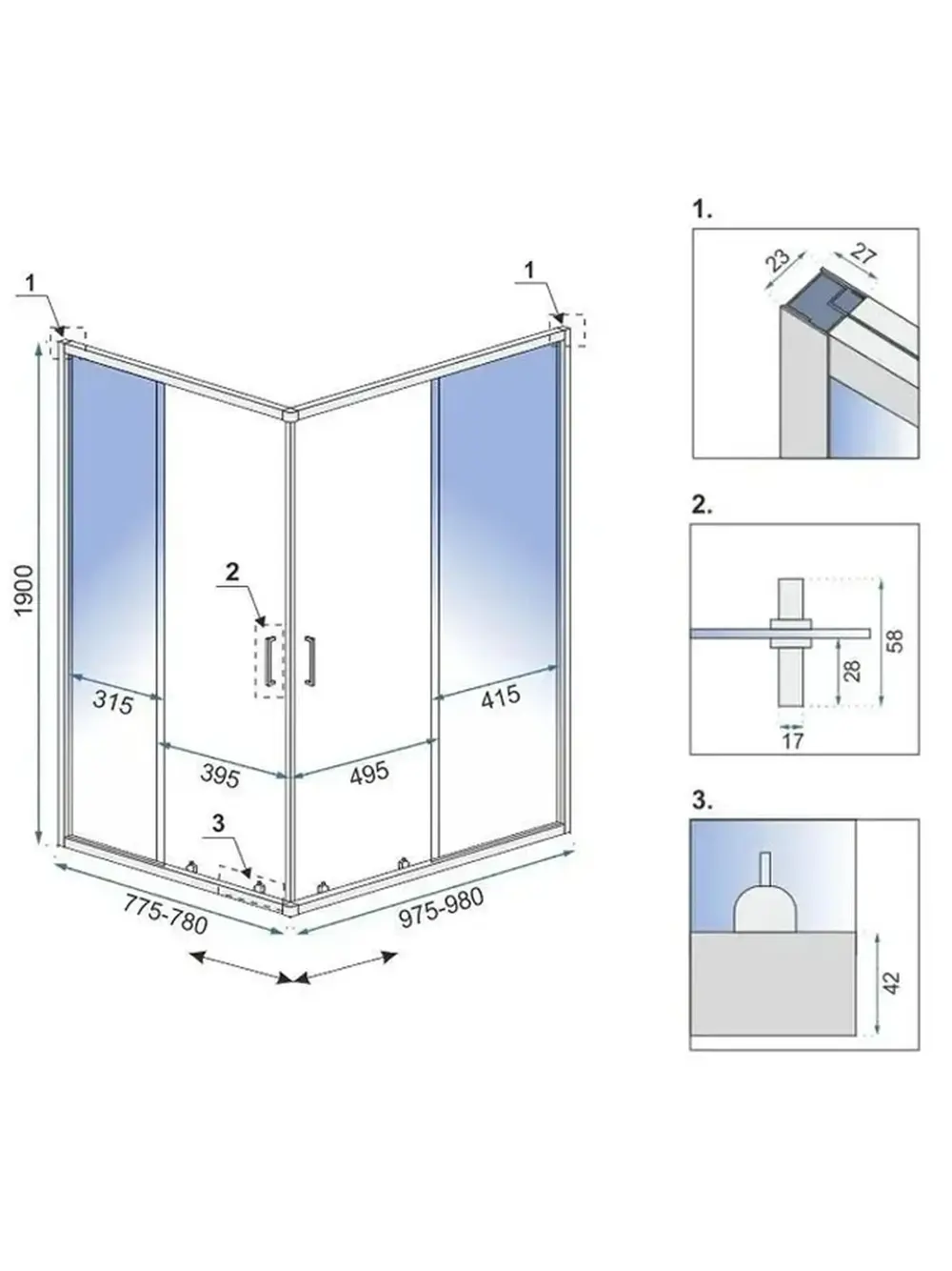 Cabina de dus Rea City 80x100 Cupru periat [10]
