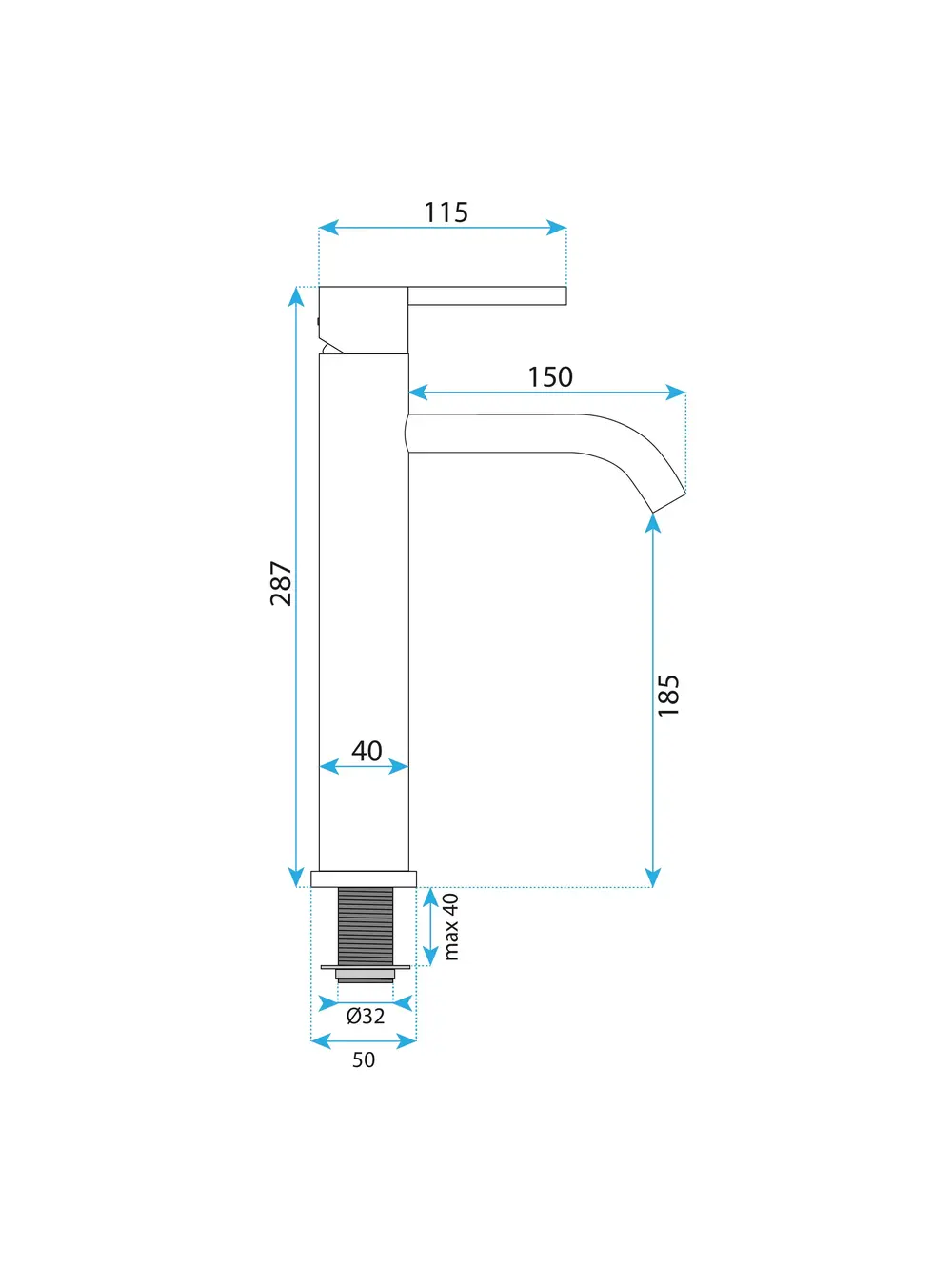 Baterie lavoar Rea Foster cupru periat PVD montaj pe blat 287 mm [9]