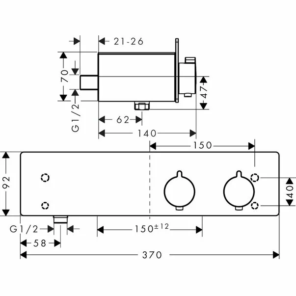 Baterie dus termostatata Hansgrohe ShowerTablet 350 alb - crom [3]