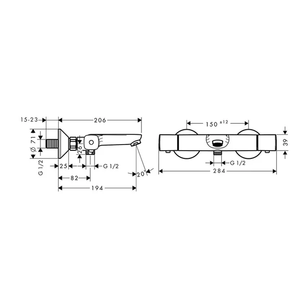 Baterie cada - dus termostatata Hansgrohe Ecostat crom lucios [2]
