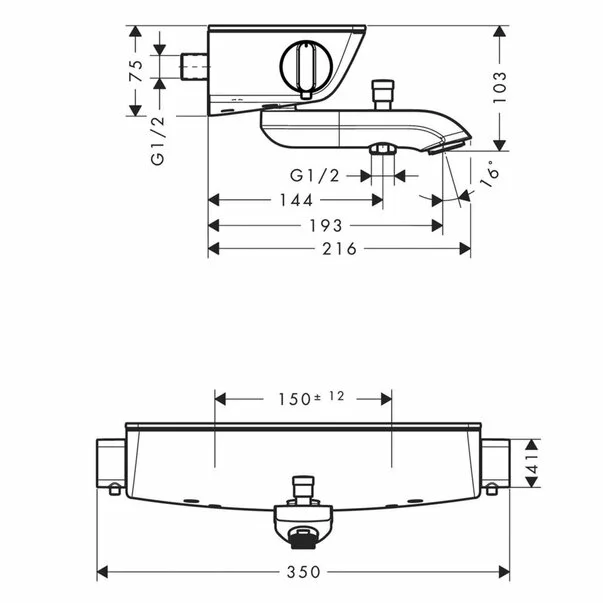 Baterie cada - dus termostatata Hansgrohe Ecostat Select crom cu 2 functii [2]