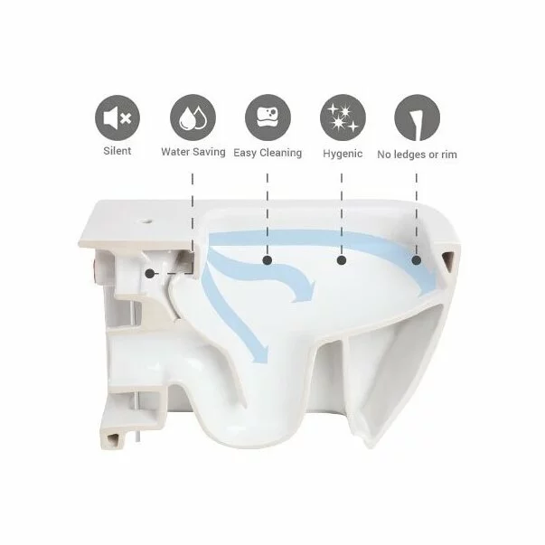 Set vas wc suspendat Rak Ceramics Morning cu capac si rezervor cu clapeta crom Geberit Delta [3]