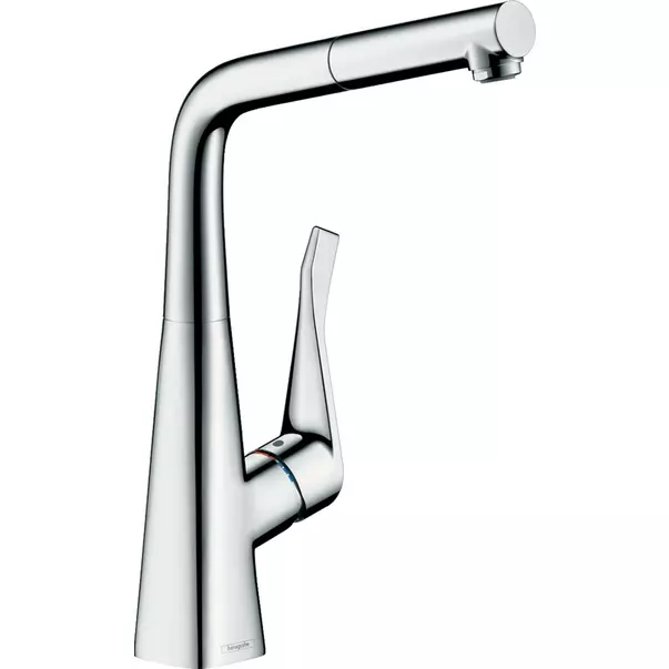 Baterii cu dus extractabil - Baterie bucatarie cu dus extractibil Hansgrohe Metris M71 320 Eco cu 1 jet 14781000