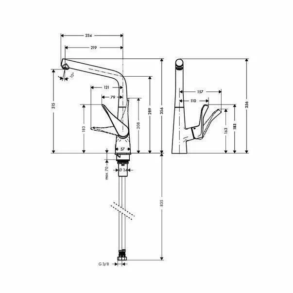 Baterie bucatarie Hansgrohe Metris M71 inox 1 functie [2]