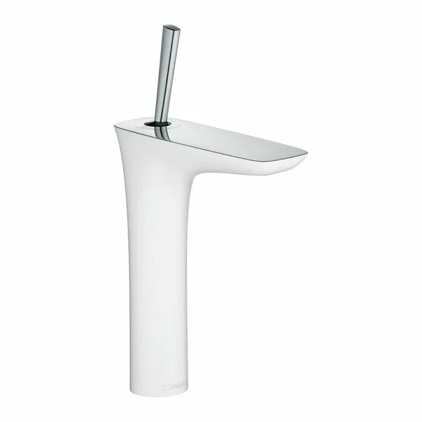 Baterii baie - Baterie lavoar Hansgrohe PuraVida 200 alb - crom cu ventil Push-Open