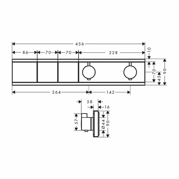 Baterie cada - dus incastrata Hansgrohe RainSelect termostatata negru - crom periat 2 functii [2]