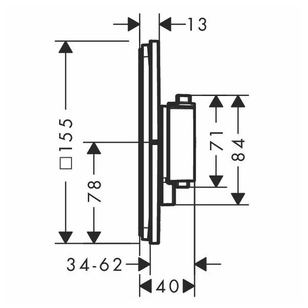 Baterie dus termostatata incastrata Hansgrohe ShowerSelect Comfort Q 1 functie si iesire suplimentara [2]