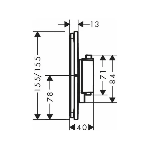 Baterie dus termostatata incastrata alb mat Hansgrohe ShowerSelect Comfort Q 1 functie si iesire suplimentara [2]