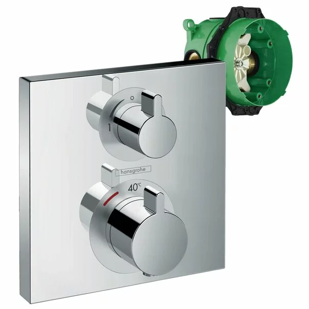 Baterii baie - Baterie dus termostatata Hansgrohe Ecostat Square cu montaj incastrat 1 functie si iBox inclus