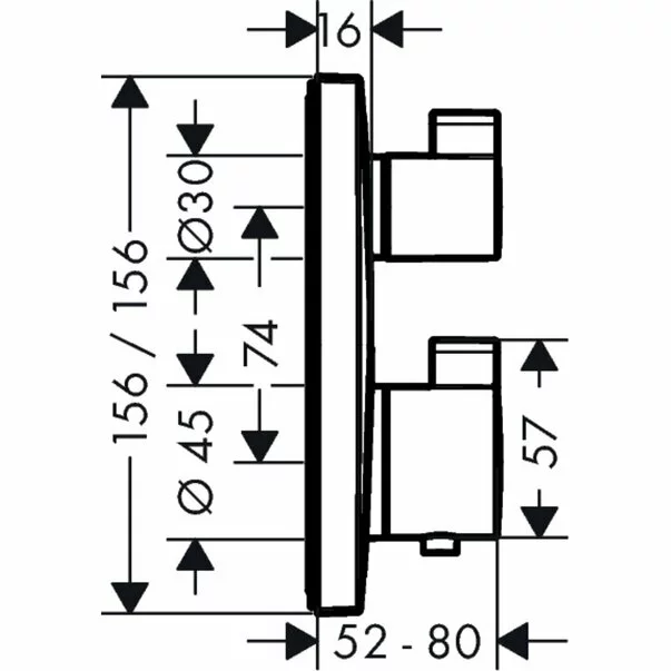 Baterie dus termostatata Hansgrohe Ecostat Square cu montaj incastrat 1 functie si iBox inclus [3]
