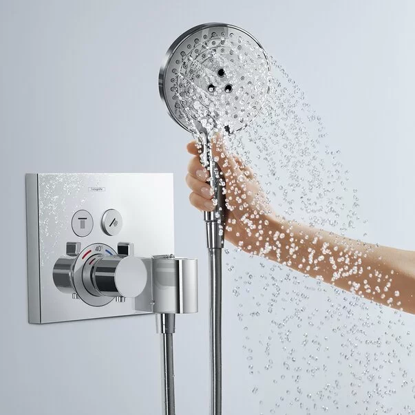 Baterie dus incastrata Hansgrohe ShowerSelect cu 2 functii si porter crom lucios plus iBox [2]
