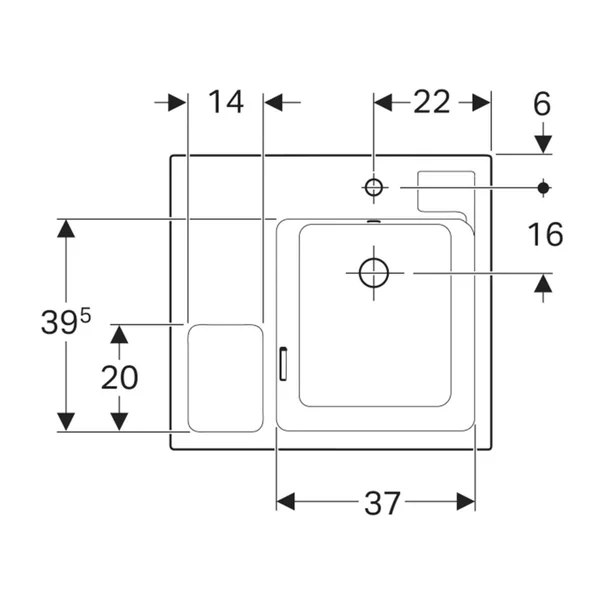 Lavoar pentru copii Geberit Bambini cu bazin lateral pentru spuma 60 cm [4]