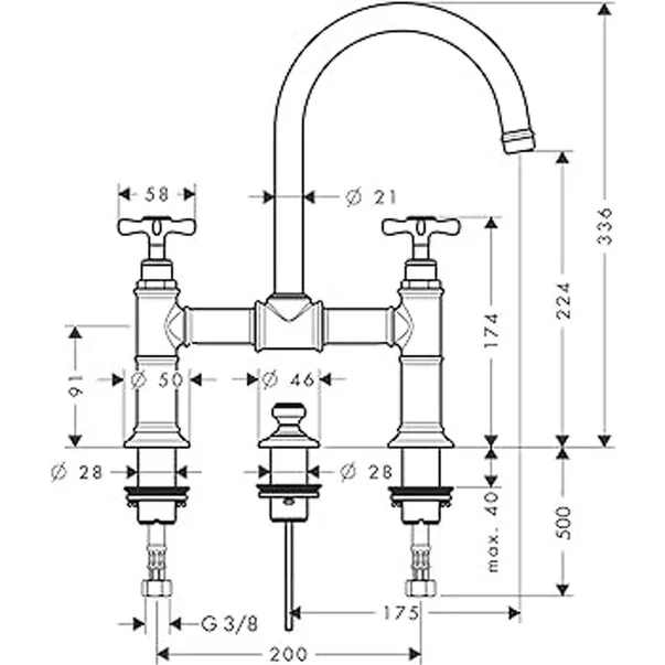 Baterie lavoar monocomanda Hansgrohe Axor Montreux 220 cu 2 elemente [3]
