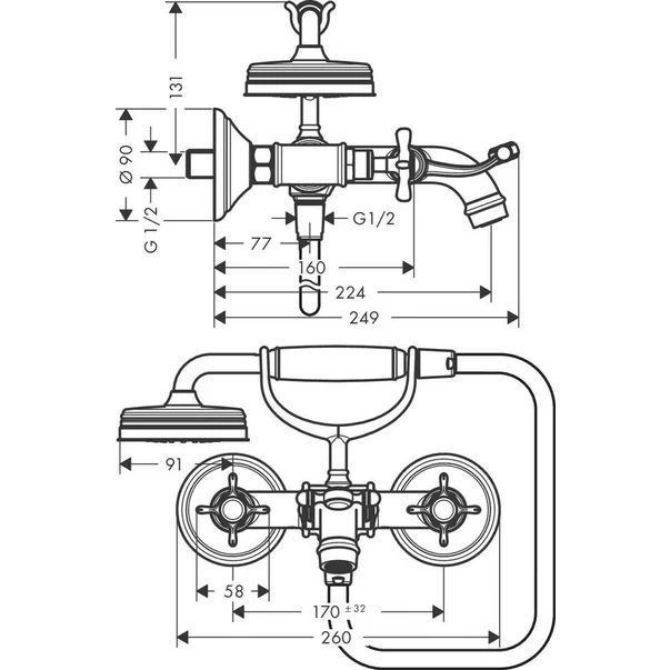 Baterie cada dubla comanda Hansgrohe Axor Montreux [2]