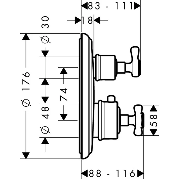 Baterie dus termostatata incastrata Hansgrohe Axor Montreux 16800000 [2]