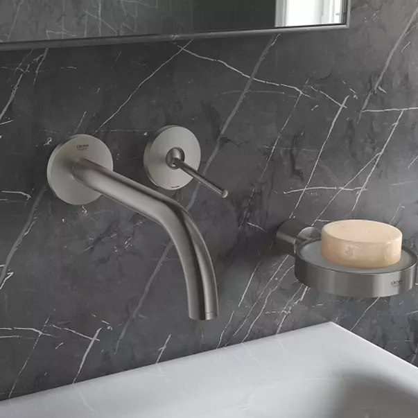 Baterii baie - Baterie lavoar incastrata Grohe Atrio antracit periat Hard Graphite 19 cm fara corp ingropat