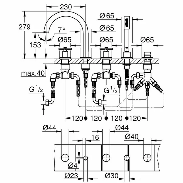 Baterie cada - dus Grohe Atrio 5 elemente crom [2]